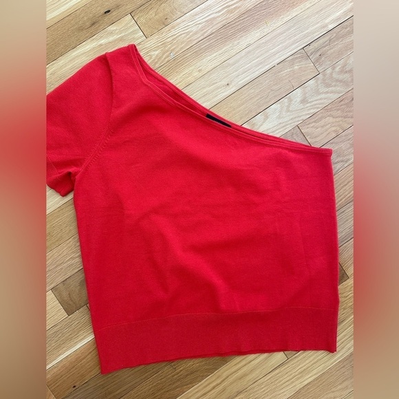 J.Crew One Shoulder Short Sleeve Stretch Sweater Top in Ripe Persimmon XL - Picture 7 of 7